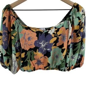 Sienna Sky Womens Floral Print Crop Top Off Shoulder Boho Size‎ Medium